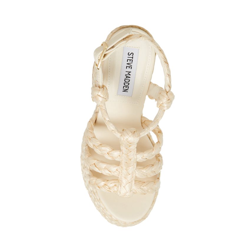 Cream Steve Madden Antonella Raffia Women's Platform Sandals | PH 4912ZXN